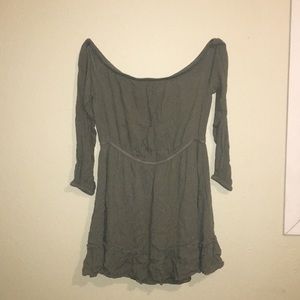 Olive off-shoulder dress